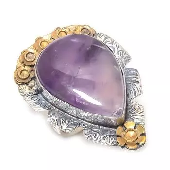 Натуральный шалфейный аметист, двухцветное кольцо из стерлингового серебра 925 пробы, размер 7,5 K8k81