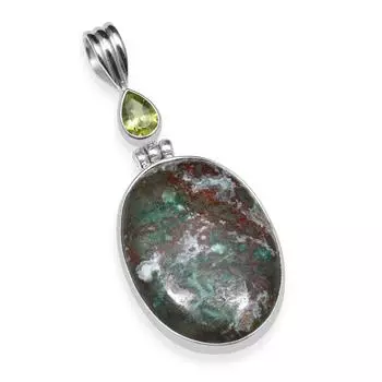 Натуральный шаттукит с крошечным драгоценным камнем перидот, стерлинговое серебро 925 пробы, подвеска ручной работы овальной формы для женщин и девочек