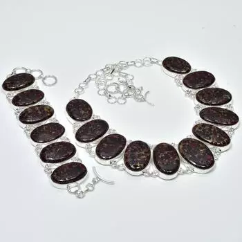 Натуральный шунгитовый драгоценный камень, ручная работа, серебряные украшения 925 пробы, комплект браслетов из шунгита, комплект старинных ювелирных изделий, подарок на День матери 20 коричневый