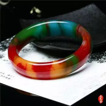 Натуральный Синьцзян красочный нефритовый браслет куриная кровь красный золотой шелковый нефритовый браслет женский браслет для мамы 54MM