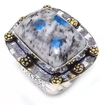 Натуральный синий азурит K2, двухцветное кольцо из стерлингового серебра 925 пробы, размер 9 T1b93