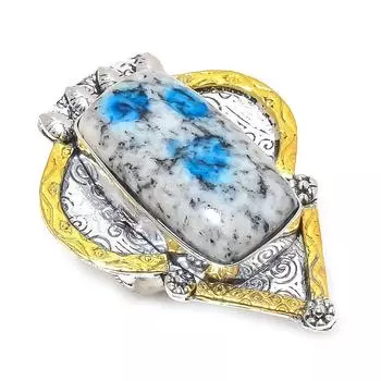 Натуральный синий азурит K2, двухцветное кольцо из стерлингового серебра 925 пробы, размер 7,5 a2n21