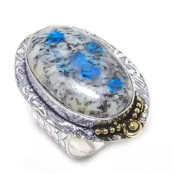 Натуральный синий азурит K2, двухцветное кольцо из стерлингового серебра 925 пробы, размер 9 G6b00