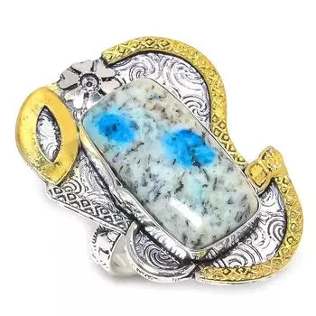 Натуральный синий азурит K2, двухцветное кольцо из стерлингового серебра 925 пробы, размер 10 q4p07