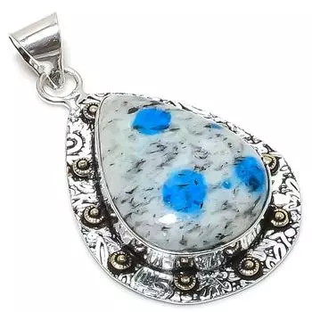 Натуральный синий азурит K2, двухцветный кулон из стерлингового серебра 925 пробы, 2,21 дюйма, F1E16