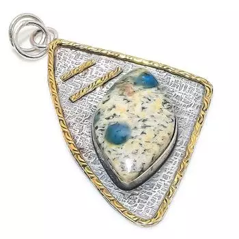 Натуральный синий азурит K2, двухцветный кулон из стерлингового серебра 925 пробы, 2,76 дюйма, z0l95