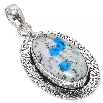Натуральный синий азурит K2, двухцветный кулон из стерлингового серебра 925 пробы, 2,29 дюйма, J9g25