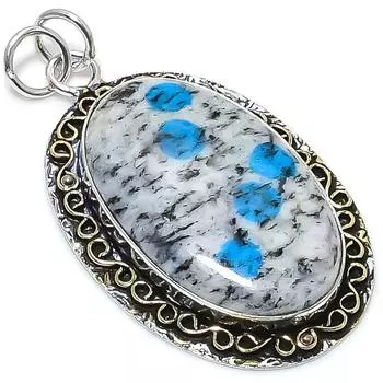 Натуральный синий азурит K2, двухцветный кулон из стерлингового серебра 925 пробы, 2,21 дюйма, q5h70