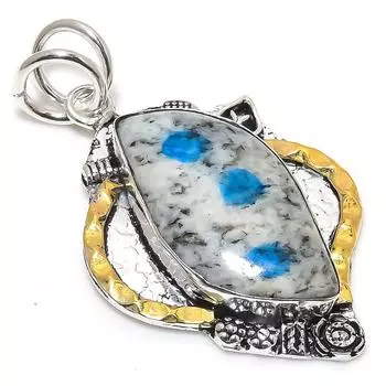 Натуральный синий азурит K2, двухцветный кулон из стерлингового серебра 925 пробы, 2,17 дюйма, k4j50