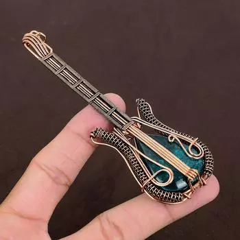 Натуральный синий балтийский янтарь, драгоценный камень, медная проволока, подвеска для гитары, 4,53 дюйма, B5K37