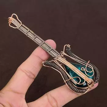 Натуральный синий балтийский янтарь, драгоценный камень, медная проволока, подвеска для гитары, 4,53 дюйма, y2s87