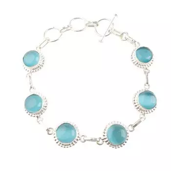 Натуральный синий камень «кошачий глаз» Браслет ручной работы из серебра 925 пробы для женщин RB-9-34