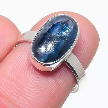 Натуральный синий кианит, ювелирное кольцо ручной работы из твердого серебра 925 пробы, размер 7 G7d35