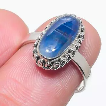 Натуральный синий кианит, ювелирное кольцо ручной работы из твердого серебра 925 пробы, размер 7 H3Y20