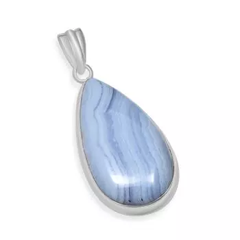 Натуральный синий кружевной агат, драгоценный камень, стерлинговое серебро 925 пробы, подвеска ручной работы в форме груши для женщин и девочек синий