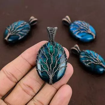 Натуральный синий лабрадорит, драгоценный камень, медная проволока, подарочная подвеска, 2,29 дюйма, M3o18