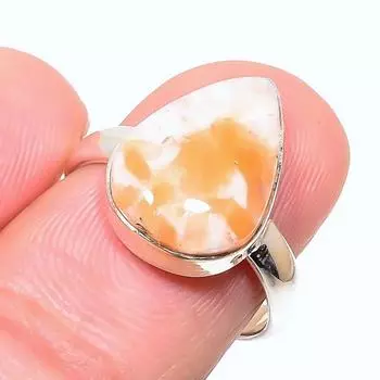 Натуральный сколецит драгоценный камень ручная работа ювелирное кольцо из стерлингового серебра 925 пробы размер 8 e2a01