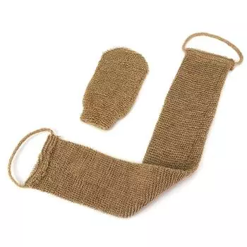 Натуральный скребок для спины с перчаткой, отшелушивающий ремешок для спины, ремешок для чистки тела из конопли для глубокой очистки кожи, расслабления