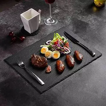 Натуральный сланец Western Square Steak Plates Прочные каменные пластины для пиццы, суши, стейка, барбекю, выпечки, фруктов, подносов, тортов