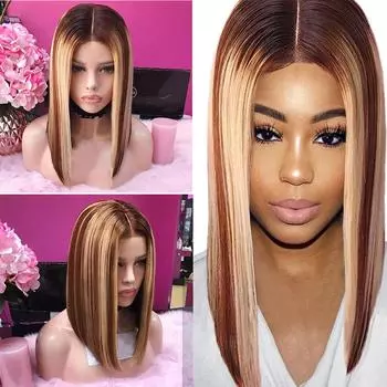 Натуральный смешанный цвет, градиент, длинный вьющийся синтетический парик, полный передний парик золотой