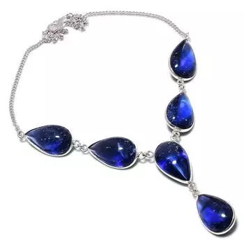 Натуральный содалит драгоценный камень ручной работы из стерлингового серебра 925 пробы ожерелье 18 дюймов I4Y26