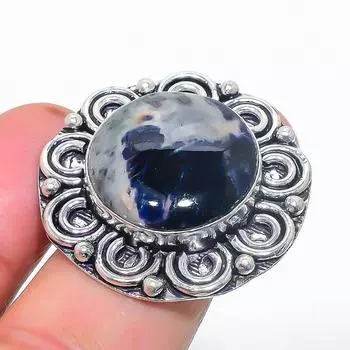 Натуральный содалит драгоценный камень ювелирное изделие из стерлингового серебра 925 пробы размер кольца 8.5 s8c06