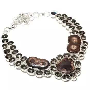 Натуральный солнечный кварц, топаз, серебряное ювелирное ожерелье 925 пробы, 18 дюймов I3s94