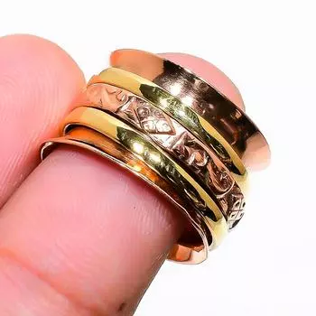 Натуральный спиннер для медитации, медное подарочное ювелирное кольцо ручной работы, размер 5,5 l2y33