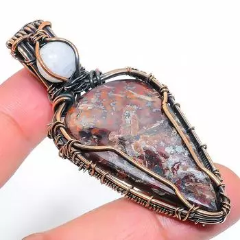 Натуральный сумасшедший кружевной агат, драгоценный камень, медная проволока, подарочная подвеска 2,76 дюйма, N0y68