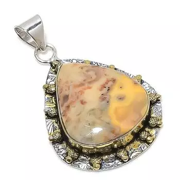 Натуральный сумасшедший кружевной агат, двухцветный кулон из стерлингового серебра 925 пробы, 2,29 дюйма u7j91