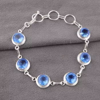 Натуральный Танзанит Драгоценный Камень 925 Стерлинговое Серебро Ювелирные Изделия Ручной Работы Браслет 7-9 RB-13-7