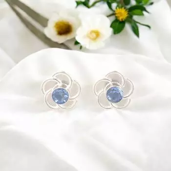 Натуральный танзанит Драгоценный камень Серебро 925 пробы Женские украшения Ручная работа Пусеты 0,5 EE-157-4