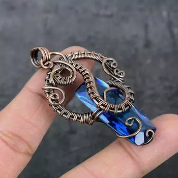 Натуральный танзанит, кварц, медная проволока, подарочная ювелирная подвеска, 2,56 дюйма, a7u44