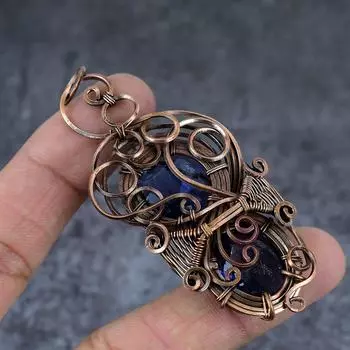 Натуральный танзанит, кварц, медная проволока, подарочная ювелирная подвеска, 3,03 дюйма, T8P38