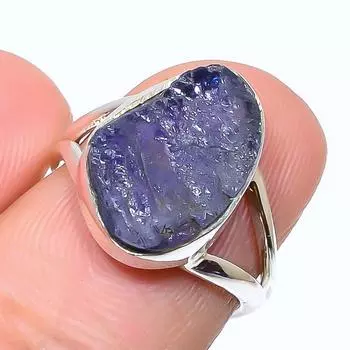 Натуральный танзанит необработанный драгоценный камень 925 цельное серебро подарочное кольцо S.5.5 u1m70