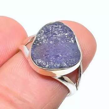 Натуральный танзанит необработанный драгоценный камень 925 цельное стерлинговое серебро ювелирное кольцо S.6 S4k82