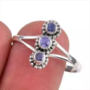 Натуральный танзанит, ювелирное кольцо из стерлингового серебра 925 пробы, размер 9,5, N3U60