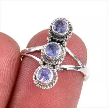 Натуральный танзанит, ювелирное кольцо из стерлингового серебра 925 пробы, размер 6 n4N81