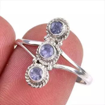 Натуральный танзанит, ювелирное кольцо из стерлингового серебра 925 пробы, размер 9, A3L07