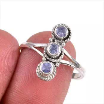 Натуральный танзанит, ювелирное кольцо из стерлингового серебра 925 пробы, размер 9 R7y66