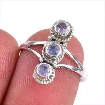 Натуральный танзанит, ювелирное кольцо из стерлингового серебра 925 пробы, размер 6,5 t7f86