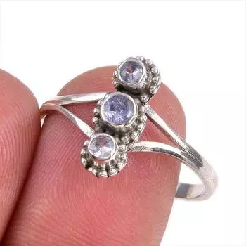 Натуральный танзанит, ювелирное кольцо из стерлингового серебра 925 пробы, размер 10, B7S43