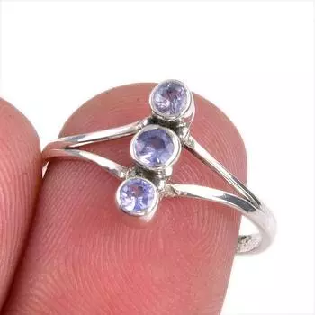 Натуральный танзанит, ювелирное кольцо из стерлингового серебра 925 пробы, размер 8 g1A57