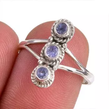 Натуральный танзанит, ювелирное кольцо из стерлингового серебра 925 пробы, размер 8 Q7N52