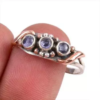 Натуральный танзанит, ювелирное кольцо из твердого серебра 925 пробы, двухцветное ювелирное кольцо, размер 9,5 P9Y99