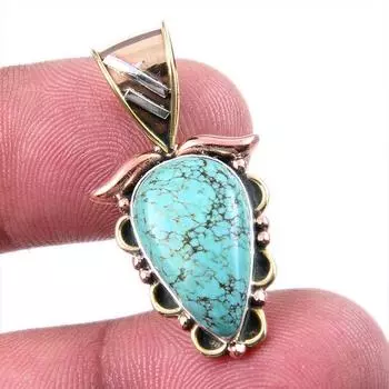 Натуральный тибетский бирюзовый драгоценный камень 925 пробы, одноцветное серебро, двухцветный кулон 1,25 дюйма i9t34