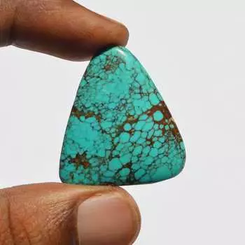 Натуральный тибетский бирюзовый драгоценный камень кабошон треугольной формы, 31x28x5 мм полудрагоценный россыпью камень, ювелирный камень (27-каратный) 31x28x5 mm разноцветный
