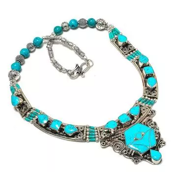 Натуральный тибетский бирюзовый драгоценный камень, ожерелье ручной работы, 18 дюймов Y2s90