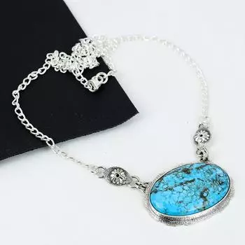 Натуральный тибетский бирюзовый драгоценный камень, ручная работа, серебро 925 пробы, гальванопластика, тибетский бирюзовый серебряный кулон для жены, унисекс, подарок для нее 20 синий