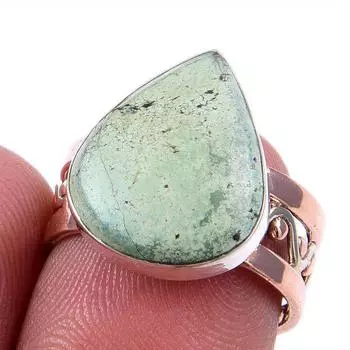 Натуральный тибетский драгоценный камень бирюза 925 пробы, одноцветное серебро, двухцветное кольцо, размер 7US G2n41
